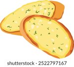 Garlic Bread Slices Illustration Isolated on White Background