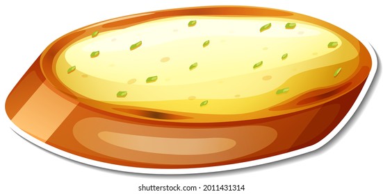 Garlic bread sticker on white background illustration