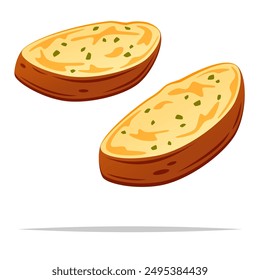 Garlic bread vector isolated illustration