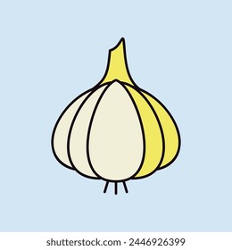 Garlic bulb, allium sativum isolated design vector icon. Vegetable sign. Graph symbol for food and drinks web site, apps design, mobile apps and print media, logo, UI