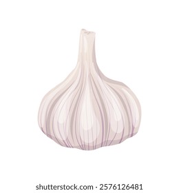 Garlic bulb in flat design. Spice for cooking, seasoning condiment. Vector illustration isolated.