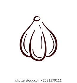 Garlic Bulb icon in line art style. Vegetable design for cooking book, menu, product store. Isolated on a white background.