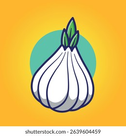 Garlic Bulb Vector Illustration Cute Cartoonish Design