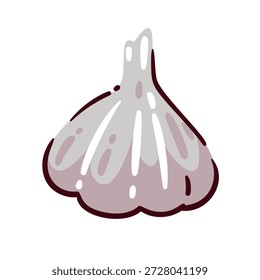 Garlic bulb vegetable with smooth cloves and rounded shape, fresh garlic ingredient for cooking and cuisine, raw organic garlic head, aromatic vegetable food, cartoon vector illustration