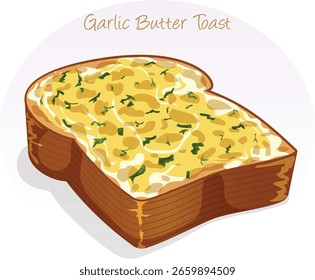 Garlic Butter Toast - Savoury Open Sandwich Detailed Illustration