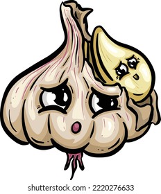 Garlic Cartoon Bulb Character in Vector Illustration as a Mascot or Icon Design