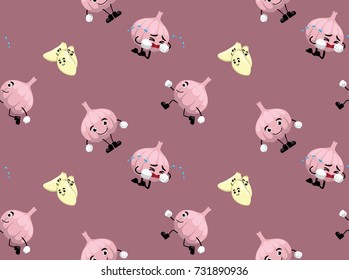 Garlic Cartoon Seamless Wallpaper