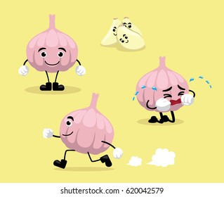 Garlic Character Cartoon Vector Illustration