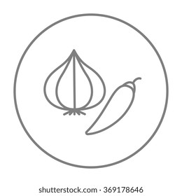 Garlic and chilli line icon.