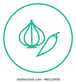 Garlic and chilli line icon.