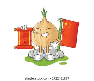 garlic chinese cartoon. cartoon mascot vector
