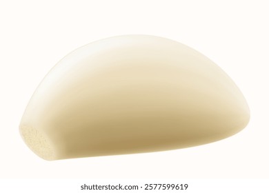 Garlic clove isolated on a white background. Vegetable and spice ingredient, peeled garlic clove for cooking and healthy nutrition or spice and condiment product package design. Realistic 3D vector