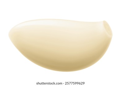 Garlic clove isolated on a white background. Vegetable and spice ingredient, peeled garlic clove for cooking and healthy nutrition or spice and condiment product package design. Realistic 3D vector