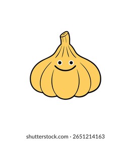Garlic cloves colorful cartoon friendly veggie Vector illustration