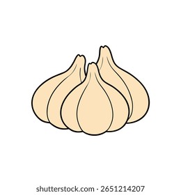 Garlic cloves grouped together cartoon veggie Vector illustration