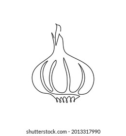 Garlic continuous line drawing. One line art of plant, vegetable.