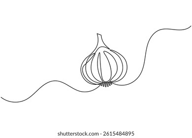 Garlic continuous one line drawing and minimalist style isolate outline vector icon