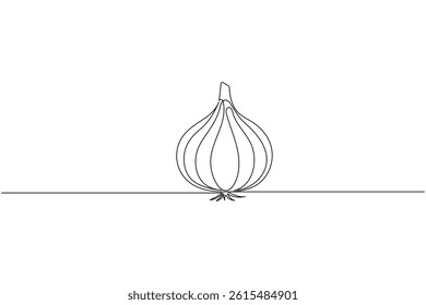 Garlic continuous one line drawing and minimalist style isolate outline vector icon
