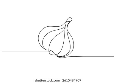 Garlic continuous one line drawing and minimalist style isolate outline vector icon