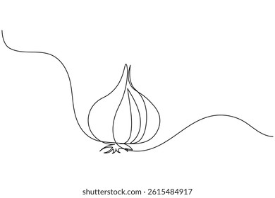 Garlic continuous one line drawing and minimalist style isolate outline vector icon