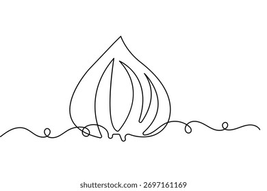 Garlic continuous one line drawing and minimalist style isolate outline vector illustration