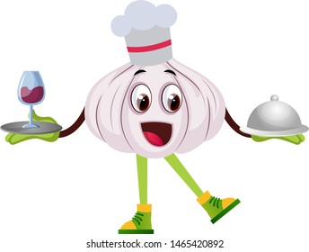 Garlic cooking, illustration, vector on white background.