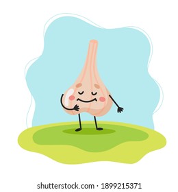Garlic cute character, vector illustration for kids in cartoon style