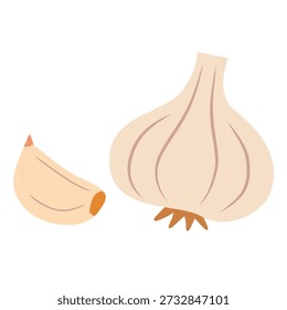 Ajo en estilo plano lindo para el tema de cocina. Ideal para imágenes de recetas, iconos de comida e ilustraciones de cocina.