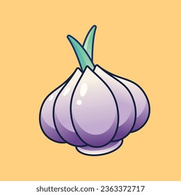 Garlic. Cute vegetable vector isolated object. Garlic cartoon style. Vegetables from the garden. Organic food. Vector illustration.