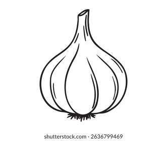 garlic doodle hand drawn icon. Outline drawing garlic line clipart symbol. Vector illustration