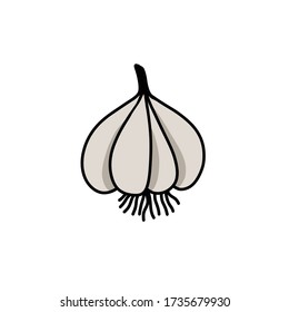 garlic doodle icon, vector illustration