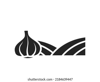 garlic field icon. vegetable farming and harvest symbol. isolated vector image in simple style