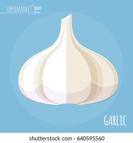 Garlic flat design vector icon. 