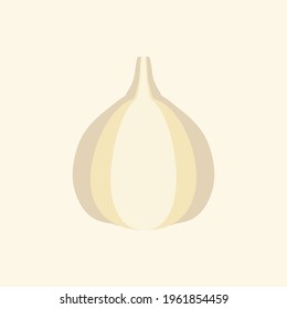 Knoblauchflaedesign, Vektorgrafik. Knoblauchflach Stil. Eingeschlossenes Objekt. Gemüse aus dem Garten. Bio-Lebensmittel. Vektorgrafik.