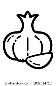 Knoblauch-Flachicon einzeln auf weißem Hintergrund