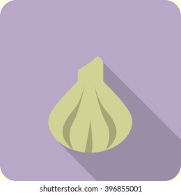 garlic flat icon with long shadow. garlic icon in material design style