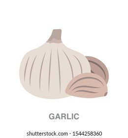 Garlic flat icon on white transparent background. You can be used garlic icon for several purposes.