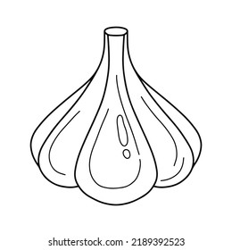 
Garlic flat icon. Whole head of garlic. A spicy food ingredient. Vegetable. Hand drawn vector illustration.