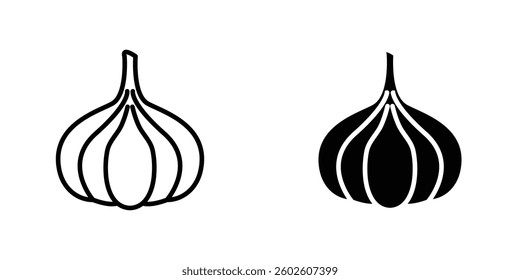 Garlic flat Icons in line outline and flat solid style on white background