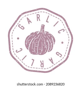 Garlic Flavor Delicious Quality Spice Recipe. Traditional Vegetable Food Stamp Design Vector Art.