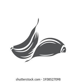 Icono de glifo de ajo, insignia monocromática de corte vectorial. El ajo se cubre en un estilo retro. Producto del mercado agrícola, verduras aisladas, ramo de ajo