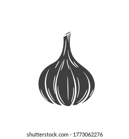 Garlic glyph icon. Vegetable in retro style, vector illustration of farm product for design advertising products shop or market.
