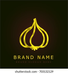 Garlic golden metallic logo