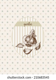 Garlic. Hand drawn graphic illustration at seamless pattern