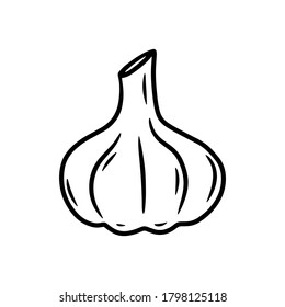 Knoblauch. Handgezeichnete Vektorgrafik im Doodle-Stil, einzeln auf weißem Hintergrund.