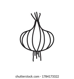 garlic head icon over white background, line style, vector illustration