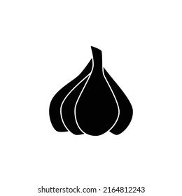 garlic icon in black flat glyph, filled style isolated on white background