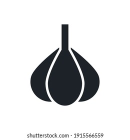 Garlic icon. Black isolated silhouette. Fill solid icon. Modern design. Vector illustration. Vegetables.