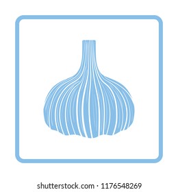 Garlic  icon. Blue frame design. Vector illustration.