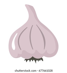 Garlic icon in cartoon flat style isolated object vegetable organic eco bio product from the farm vector illustration